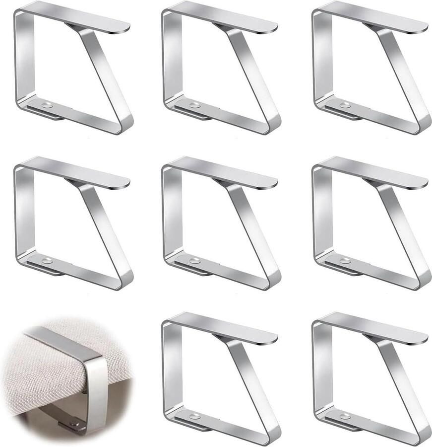 Roestvrijstalen verstelbare tafelkleedklemmen 8 stuks flexibele en beweegbare klemmen voor outdoor gebruik huis reünie bruiloft