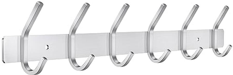 Roestvrijstalen Wandkapstok met 6 Haken Elegante en Duurzame Wandhaken voor Slaapkamer Badkamer en Keuken