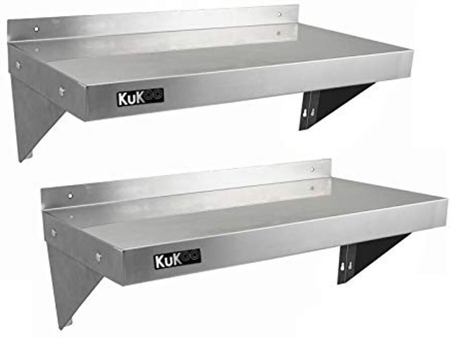 Roestvrijstalen Wandplank Set voor Keuken 2x 90cm x 30cm