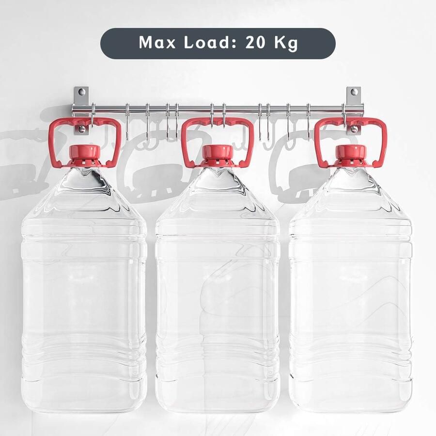 Roestvrijstalen wandrek 50cm met 12 haken multifunctioneel keuken organizer - Foto 2