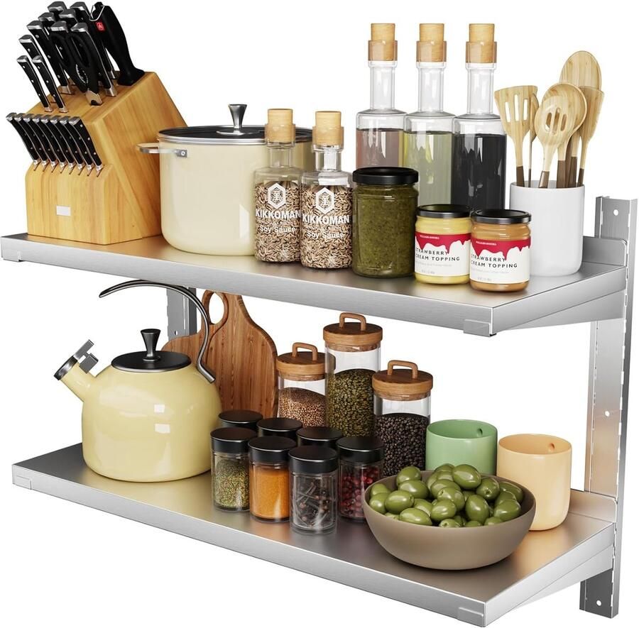 Roestvrijstalen wandrek modern design 1 stuk 100 x 32 x 55 cm