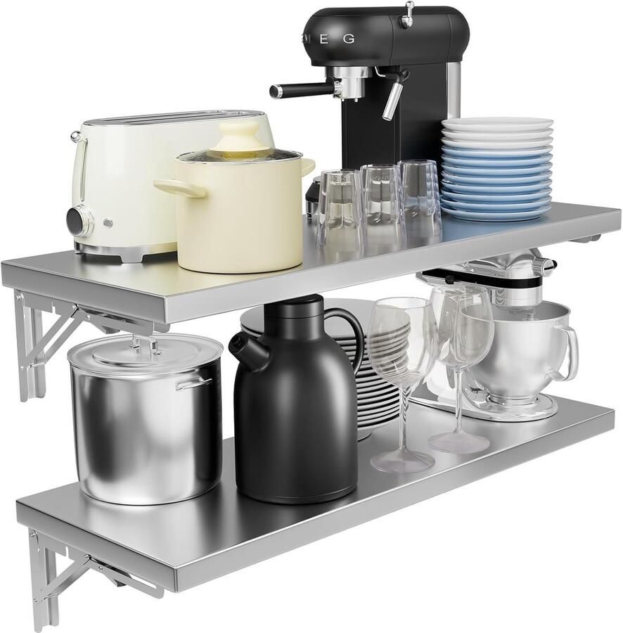 Roestvrijstalen wandrek ruimtebesparend 1 stuk 600 x 300 mm duurzaam