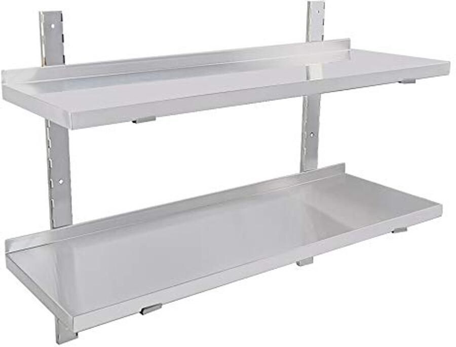Roestvrijstalen Wandrek voor Catering 2 Laags (120 x 32 x 55 cm)