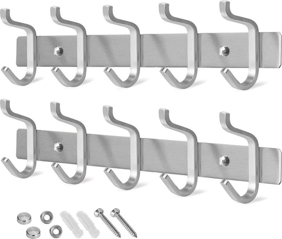Roestvrijstallen Kapstokhaken Heavy Duty wandhaken 2 stuks Wandmontage Materiaal: RVS