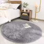 ROHATIM Hoogpolig tapijt rond woonkamer super zacht shaggy tapijt pluizig Soft Area tapijt slaapkamer tapijten super zacht pluizige kindermat (zwart 100 x 100 cm) - Thumbnail 1