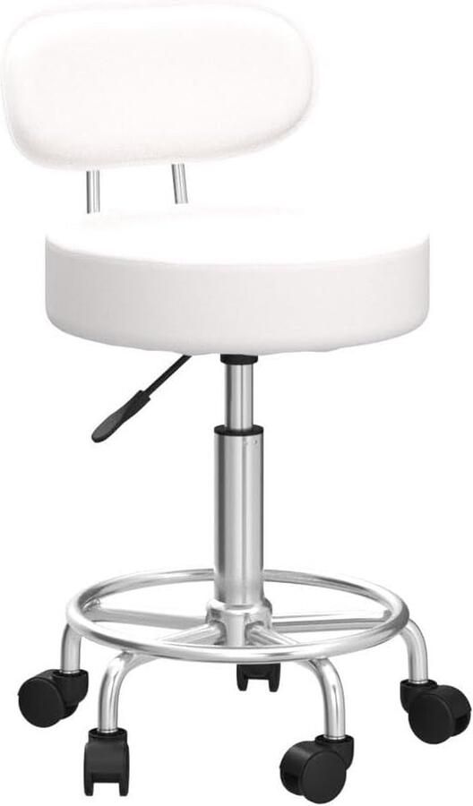 Hoogte verstelbare draaibare kruk wit lage rugleuning voetensteun PU-leer Bureaustoel - Foto 2