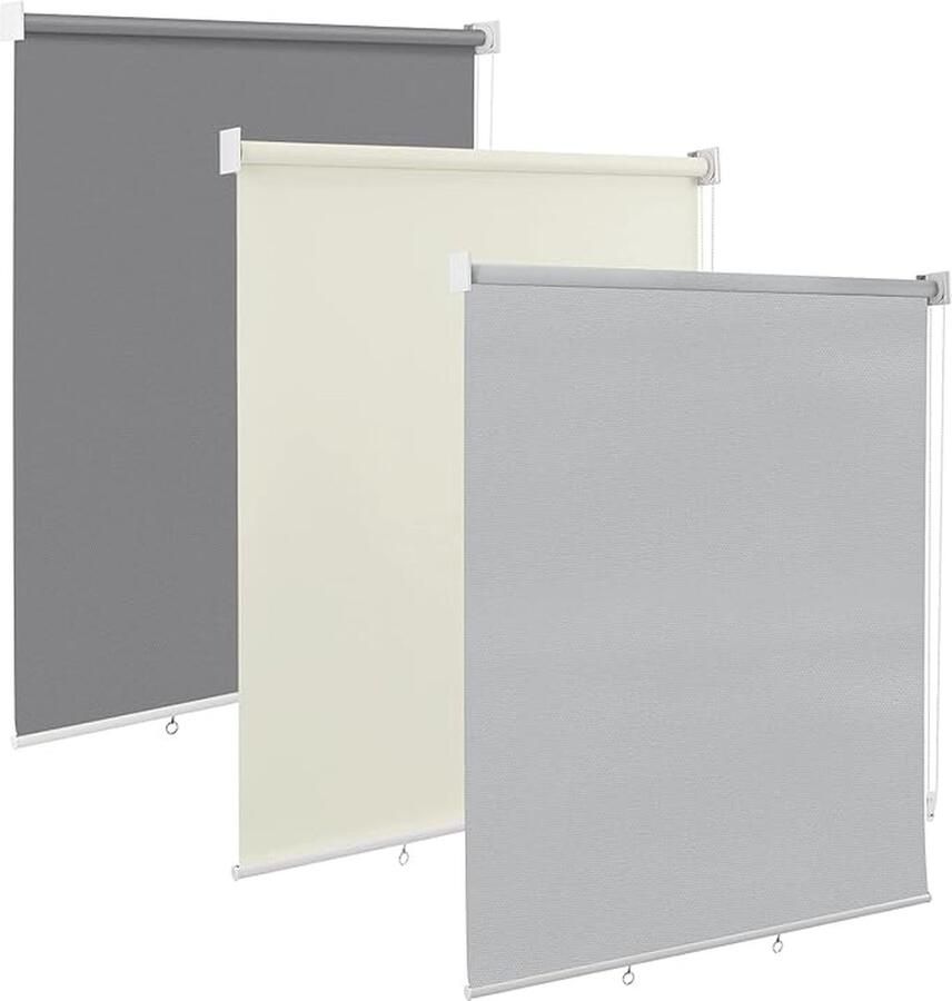 Senza Marchio Rolgordijn voor buiten verticale zonwering balkonrolgordijn outdoorrolgordijn zichtwerend rolgordijn weerbestendig zonwering uv-bescherming verticaal zonnezeil reflecterende thermische functie voor ramen & deuren grijs 140 x 240 cm