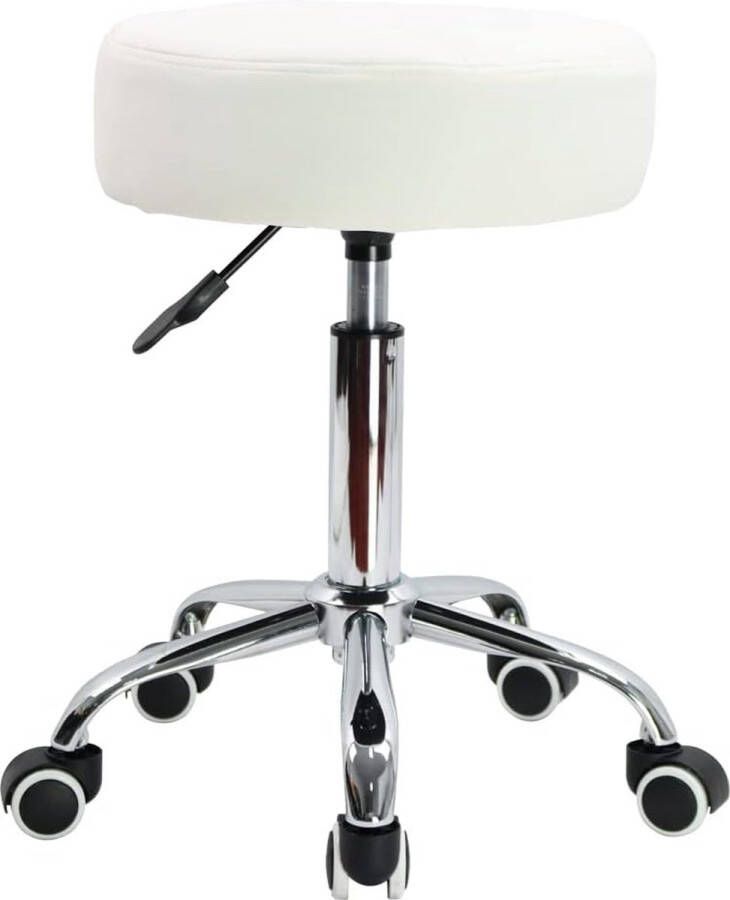 KKTONER Rolling Stool Bar Stool Work Stool Height-Adjustable 51-67 cm Rotatable Made of Faux Leather