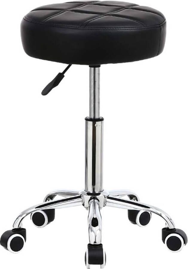 KKTONER Rolling Stool Bar Stool Work Stool Height-Adjustable 51-67 cm Rotatable Made of Faux Leather