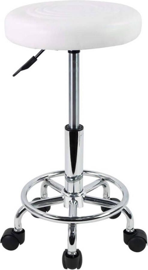Ronde rolkruk met hoogteverstelling en voetsteun Draaibare salonkruk voor massage tattoo en kantoor