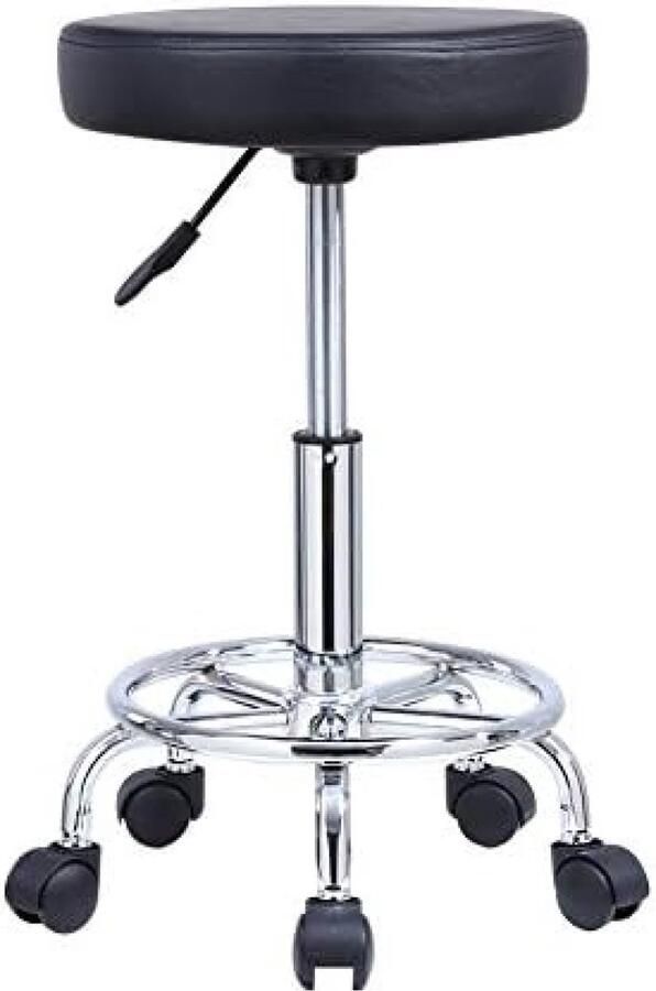 Rolkruk Werkkruk Barkruk in Zwart van Kunstleer