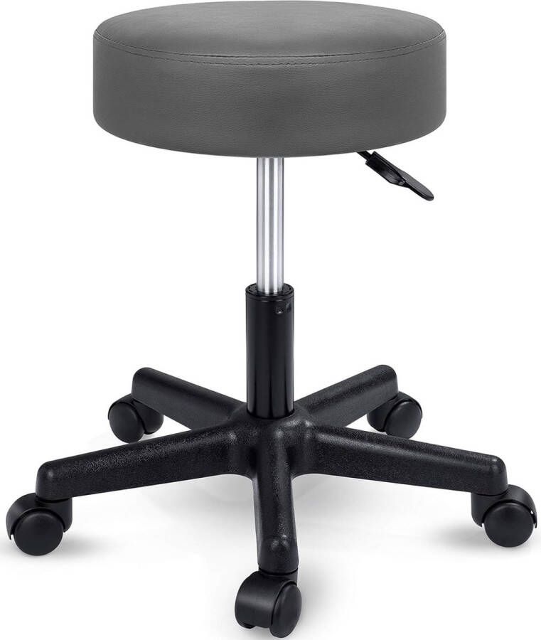 Zadelkruk Rolkruk werkkruk kruk draaikruk visagiekruk praktijkkruk in hoogte verstelbaar met wielen 360° draaibaar 10 cm dik kussen en 8 kleurvarianten (grijs)