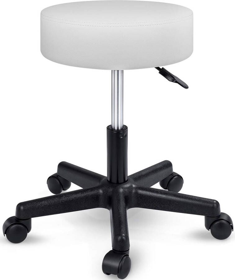 Zadelkruk Rolkruk werkkruk kruk draaikruk visagiekruk praktijkkruk in hoogte verstelbaar met wielen 360° draaibaar 10 cm dik kussen en 8 kleurvarianten (wit)