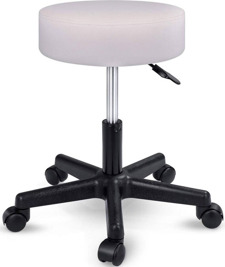 Zadelkruk Rolkruk werkkruk kruk draaikruk visagiekruk praktijkkruk in hoogte verstelbaar met wielen 360° draaibaar 10 cm dik kussen en 8 kleurvarianten (beige)
