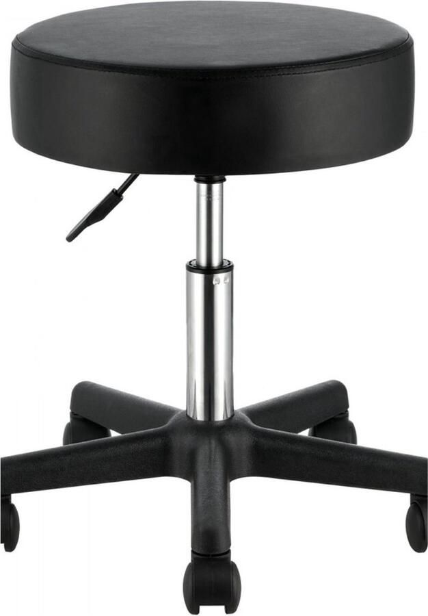 Rollende kruk met wielen 181 kg draagvermogen in hoogte verstelbare kruk met ultradik zitkussen draaibare kruk voor salon bar thuis kantoor medisch massage zwart