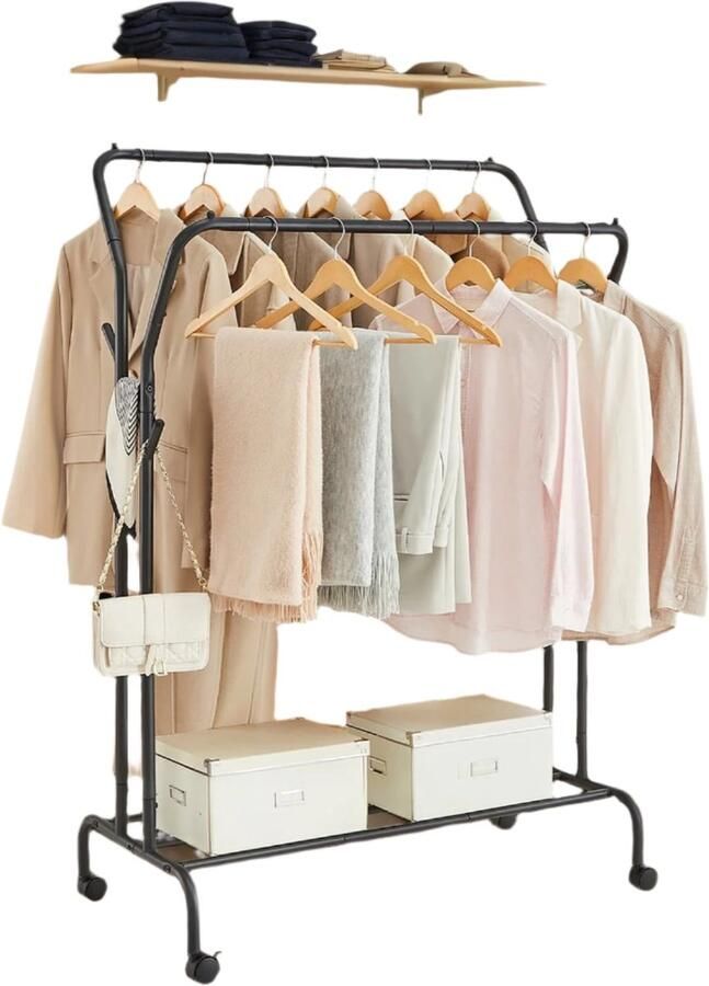 Rolling kledingrek Kledingstaaf Kledingstandaard Hoge capaciteit 52 5 cm x 103 5 cm x 155 cm