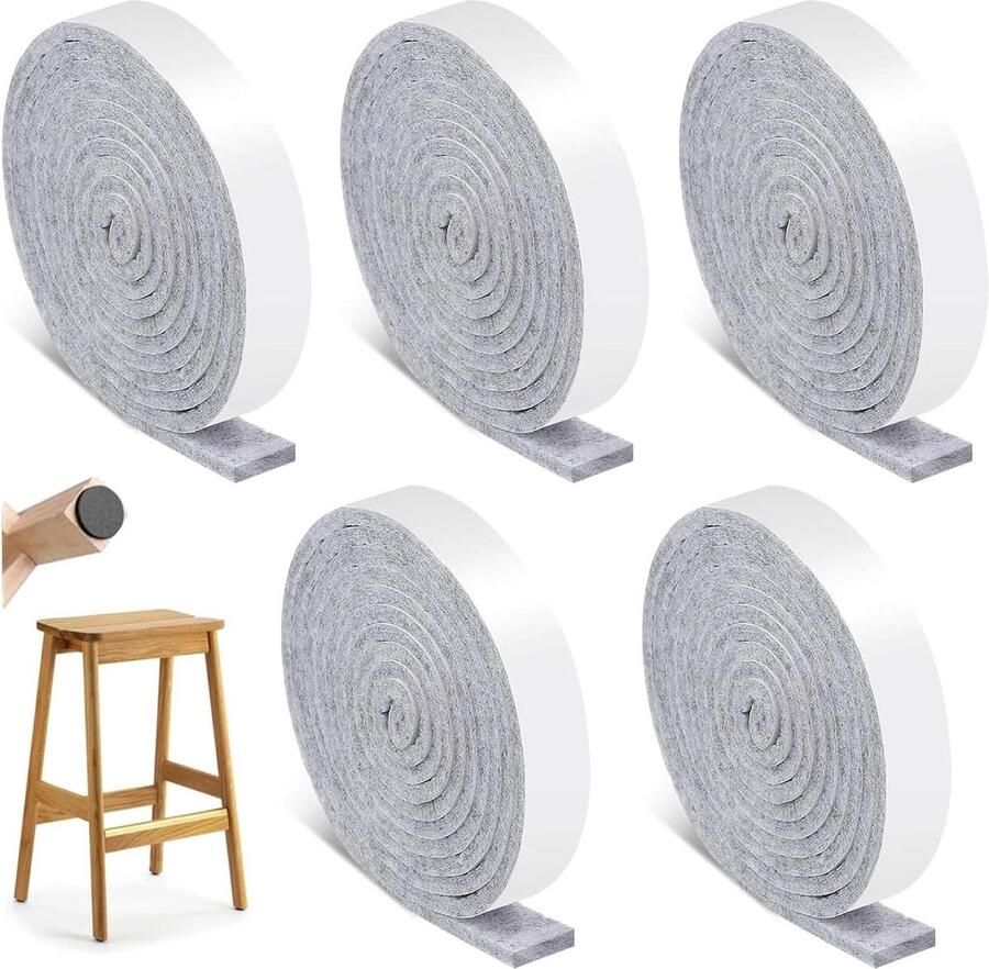 Rolls Self Adhesive Felt Glides 50 Long 1.2cm Wide 0.25cm Thick per Roll Sturdy Felt Strips Self Adhesive for Furniture Protection and Non-Slip Cut Them to Any Shape