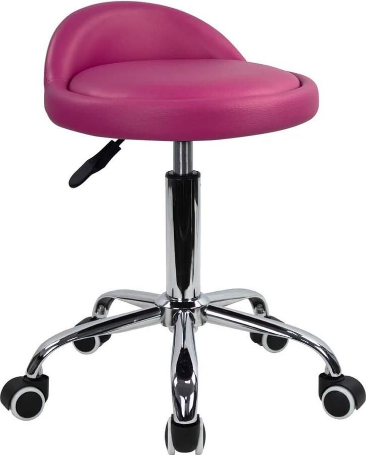 Rolstoel met rugleuning Hoogte verstelbaar draaibaar Werk kruk Draaibare kruk Rol kruk Oefen ontlasting Office kruk Roze