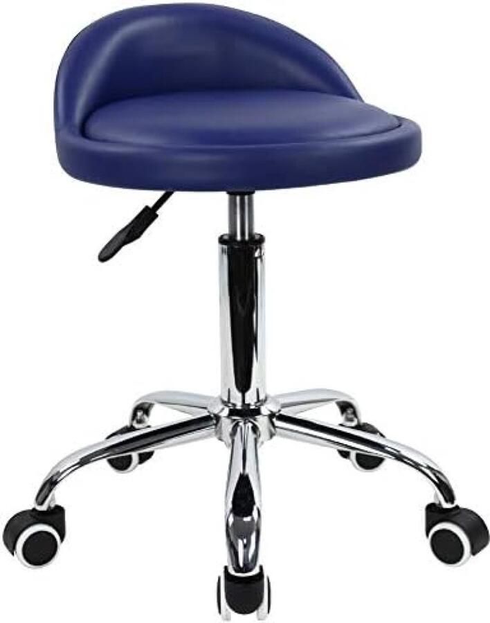 Rolstoel met rugleuning in hoogte verstelbaar draaibaar Werk kruk Draaibare kruk Rol kruk Oefen ontlasting Office kruk (donkerblauw)