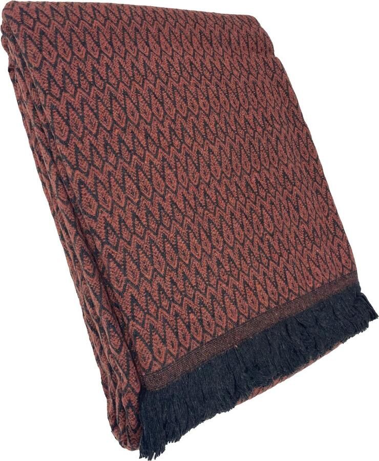 Romana s Plaid Luxury Plaid voor op de Bank Bed of Woonkamer Stijlvolle Woondecoratie 200cm x 230cm Koper Cedar