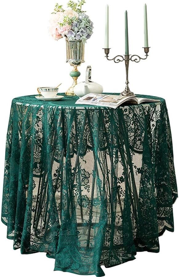 Romantisch kanten tafelkleed elegant en duurzaam 1 stuk groen 150 cm