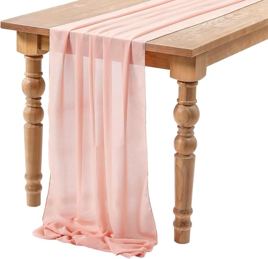 Romantische tafelloper perfect voor bruiloften 1 stuk roze chiffon 71 x 304 cm
