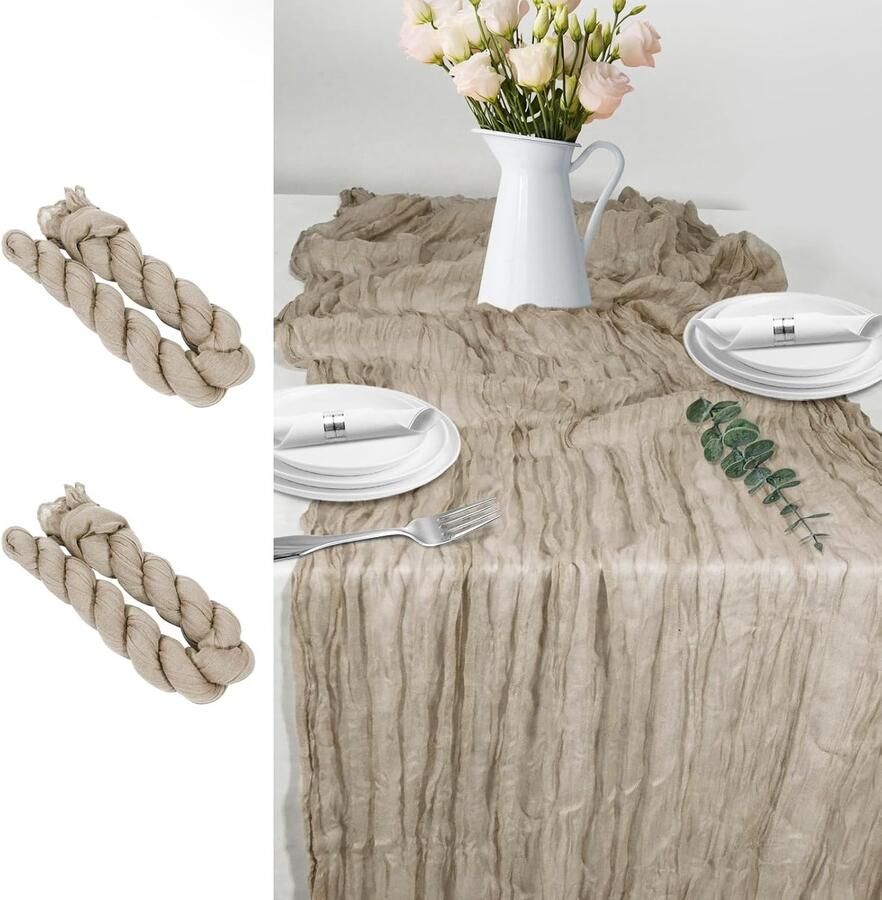 Romantische Tafellopers Multifunctioneel Set van 2 90 x 300 cm Zacht Gaasdoek