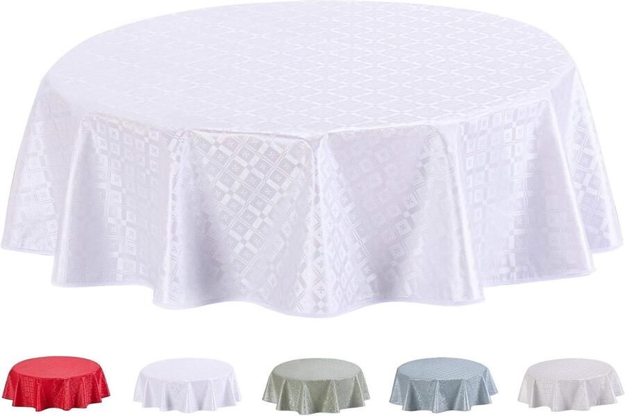 Rond afwasbaar tafelkleed 140 cm wit PVC
