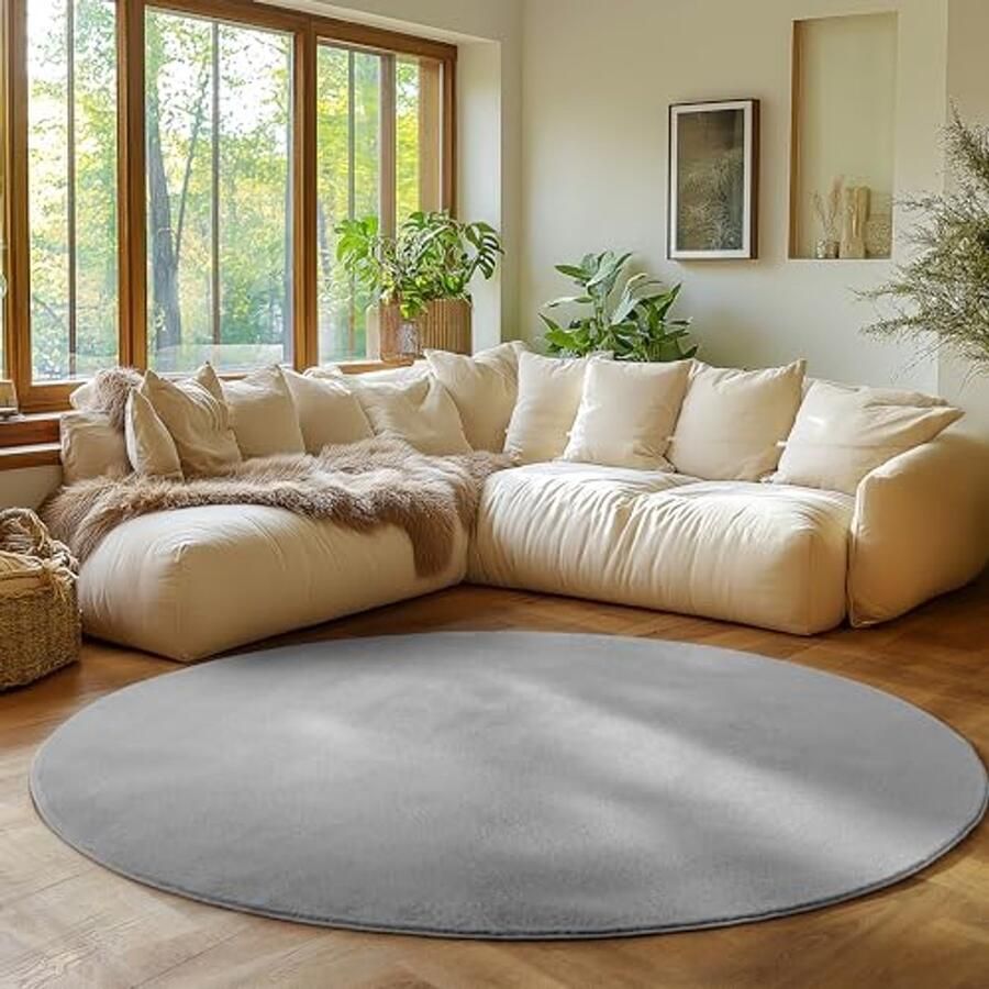 Rond Antislip Vloerkleed 200 cm Wasbaar Zacht en Modern Design voor Woonkamer Slaapkamer Keuken en Kinderkamer