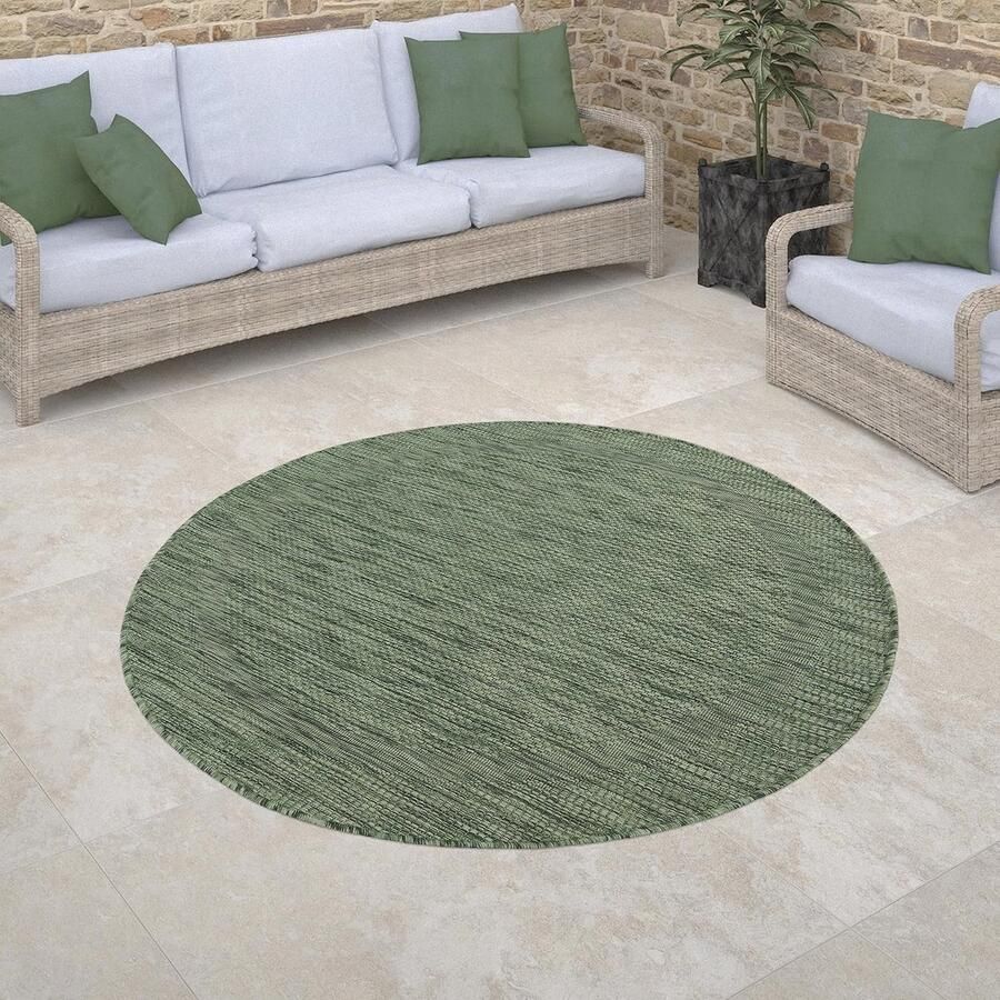 Rond Geometrisch Vloerkleed Voor Binnen En Buiten Ø 80 cm Groen