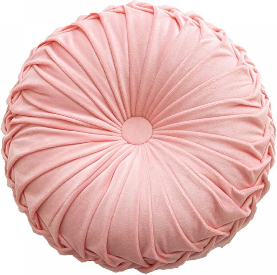 Rond Geplooid Kussen Pompoen Wielvormig Kussen Handgedecoreerde Kussens Kussen 35 cm Sierkussens Rond Kussen Geschikt voor Bank Camping Slaapkamer Auto Roze