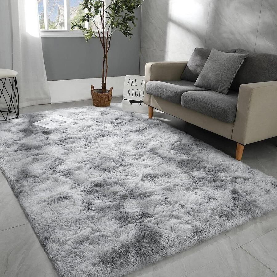 Rond shaggy vloerkleed Hoogpolig tapijt voor woonkamer 1 stuk Advanced Grey 60 x 100 cm