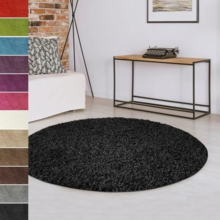 Rond Vloerkleed 120 cm Zacht Hoogpolig en Antislip voor Woonkamer Slaapkamer en Kinderkamer