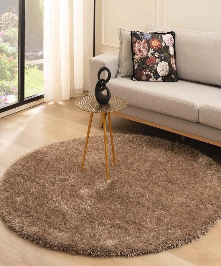 Rond Hoogpolig Vloerkleed Velvet 120 cm Perfect voor Woonkamer Slaapkamer en Kantoor