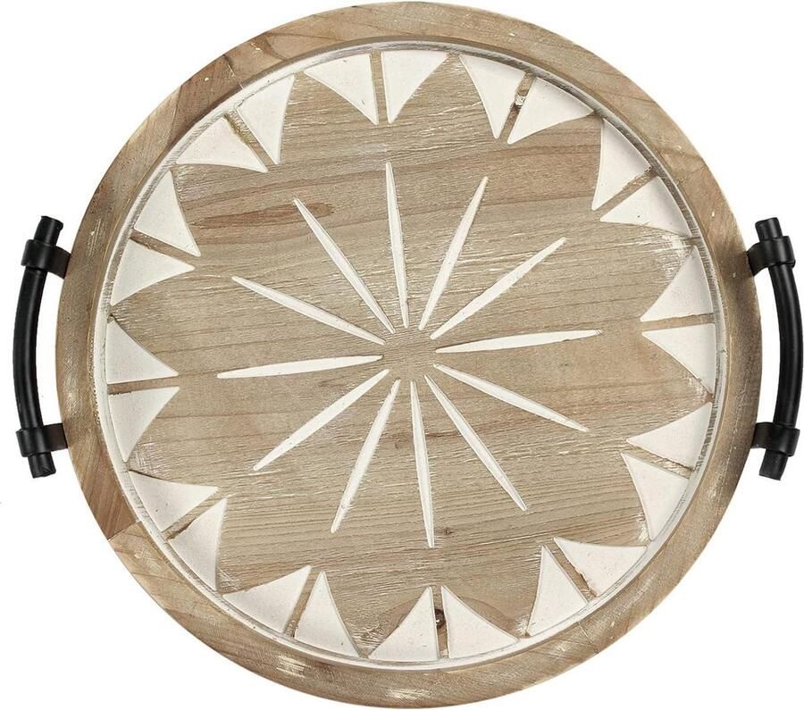 Rond houten dienblad met handvat 40 cm Boerderij stijl Groot Rustiek Salontafel Voor eetkamer-keuken