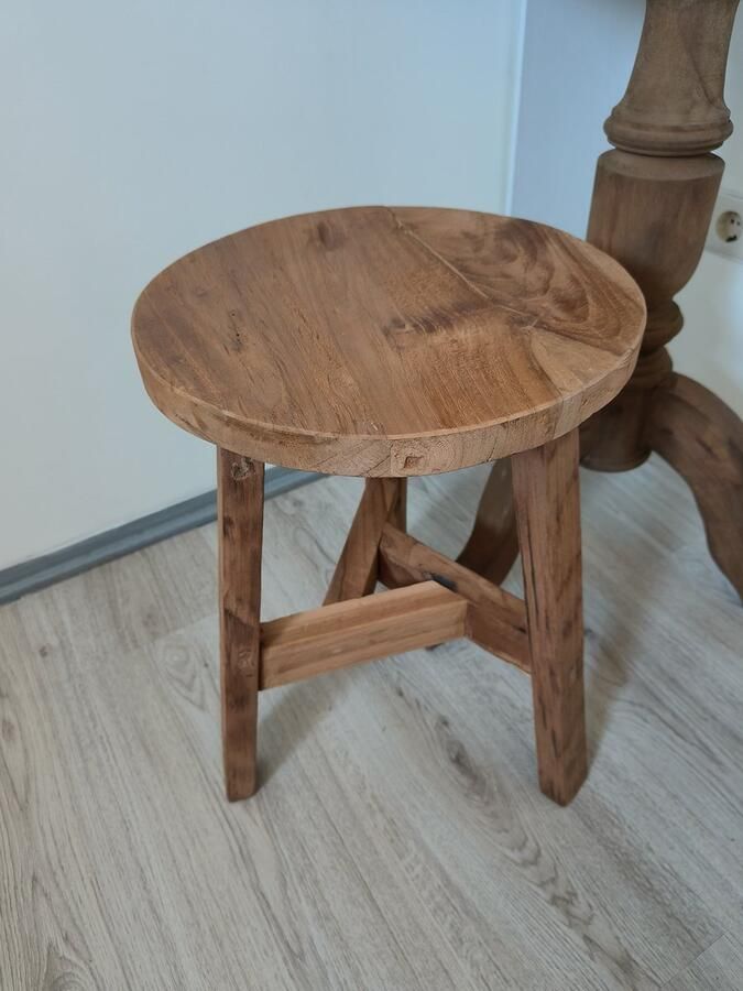 Rond houten krukje Landelijk