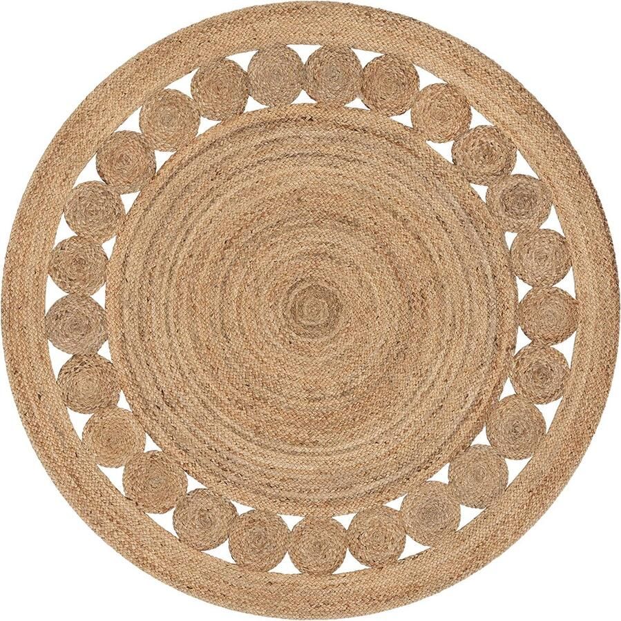 Rond jute tapijt natuurlijk en milieuvriendelijk 90CM beige