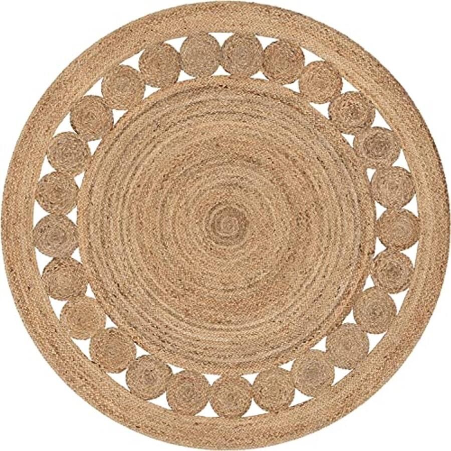 Rond jute tapijt Natuurlijk milieuvriendelijk en handgemaakt voor elke kamer