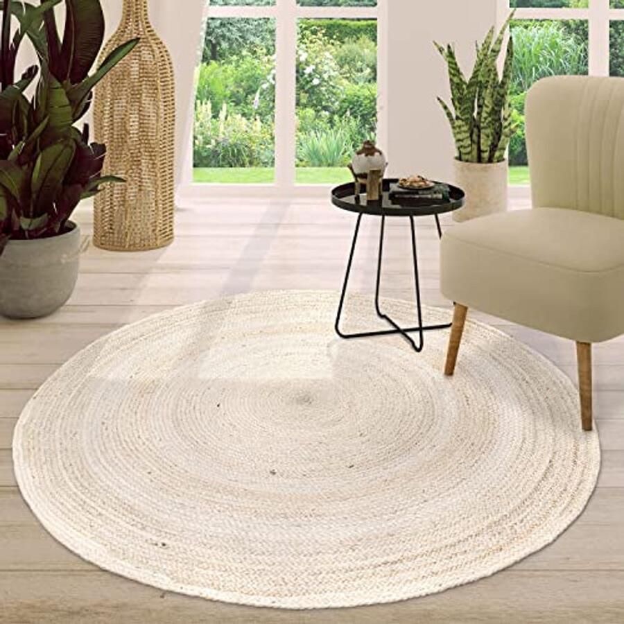 Rond Jute Vloerkleed 200cm Boho Stijl Woonkamer