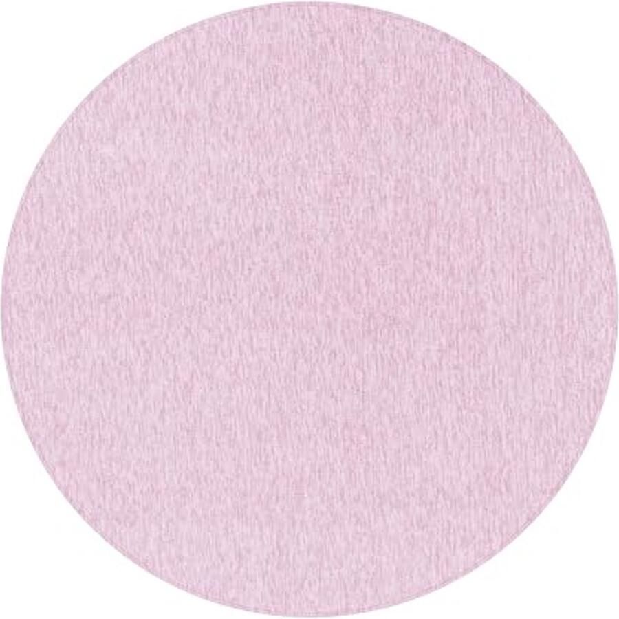 Rond Kortpolig Tapijt in Roze Geschikt voor Woon- en Eetkamer 120 cm