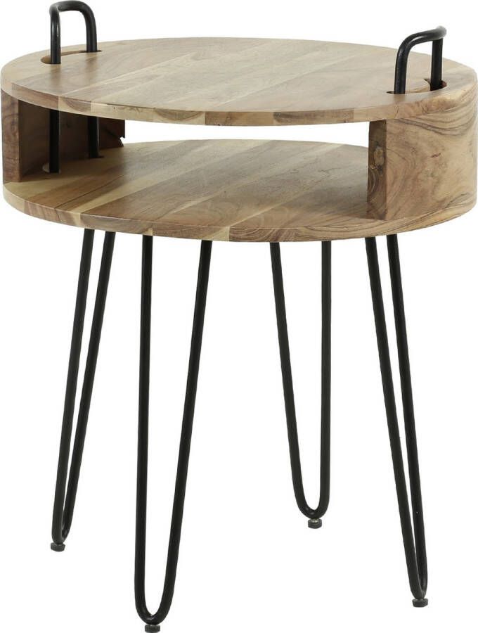Rond nachtkastje massief acacia naturel Ø 45 cm 50 cm hoog slaapkamer modern & natuurlijk design