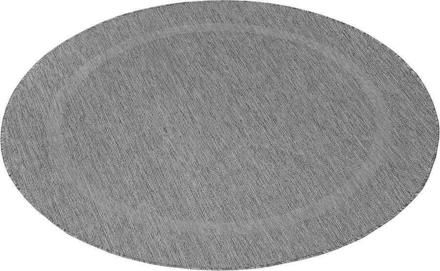 Rond Outdoor Tapijt 120 cm Effen Grijs Vloerkleed voor Tuin Terras Balkon of Keuken