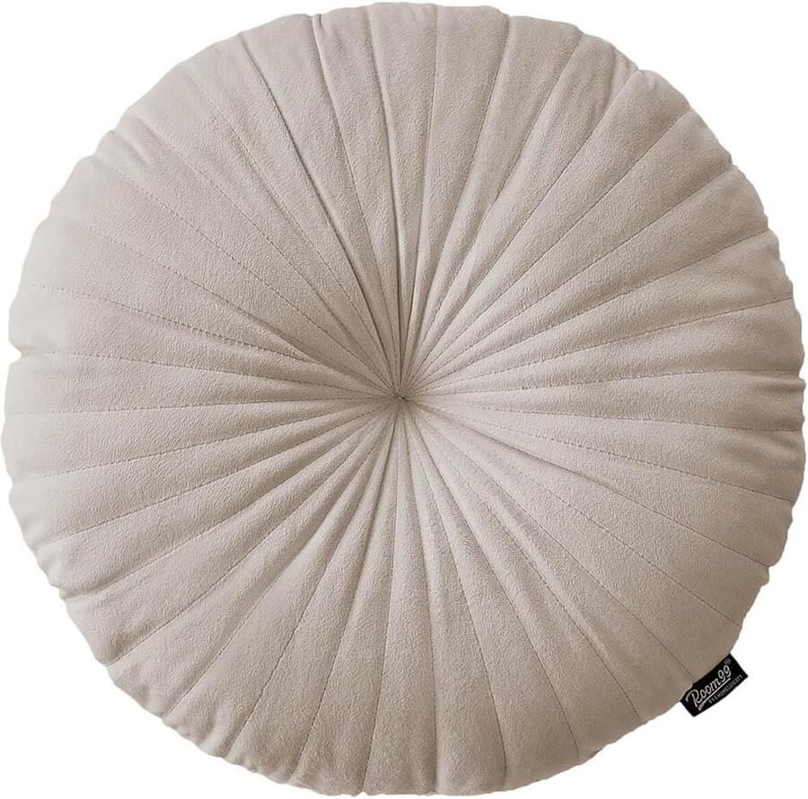 Rond pluche sierkussen 45 cm voor bank en bed Decoratief fluweel kussen in beige
