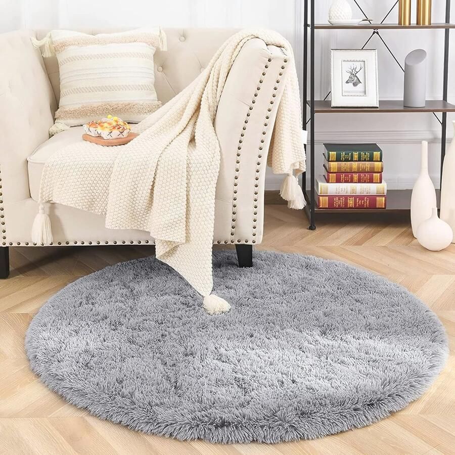 Rond Pluche Tapijt voor Slaapkamer en Woonkamer Zacht en Modern Ø 120 cm