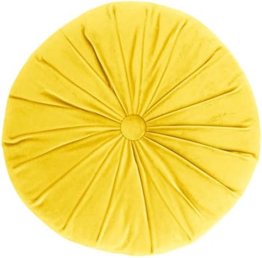 Rond Sierkussen 40 cm Pompoenkussen voor Woonkamer Bank Bed Stoel Vloer en Auto Decoratie in Geel