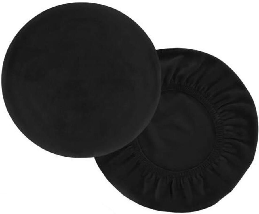 Rond Stoelhoezen 2 Stuks Stoelhoezen Polyester Hoes Tabouret Krukhoes Elastische Stoelhoezen Cover For Bar Stool Round Stofdicht Krukhoes Hoes Voor Krukken Diameter 36-40 Cm Voor Barkrukken En Werkbankstoelen Zwart