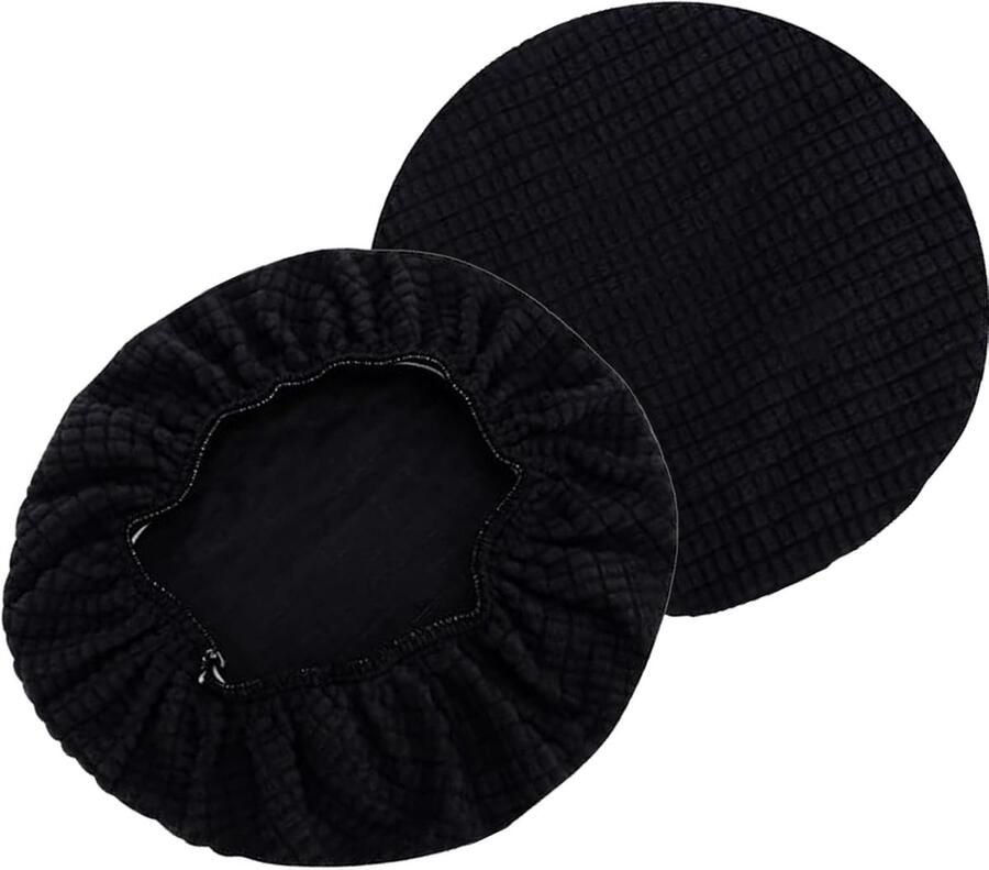 Rond Stoelhoezen 2 Stuks Stoelhoezen Polyester Hoes Tabouret Krukhoes Elastische Stoelhoezen Cover For Bar Stool Round Stofdicht Krukhoes Hoes Voor Krukken Diameter 30-36 Cm Voor Barkrukken En Werkbankstoelen Zwart