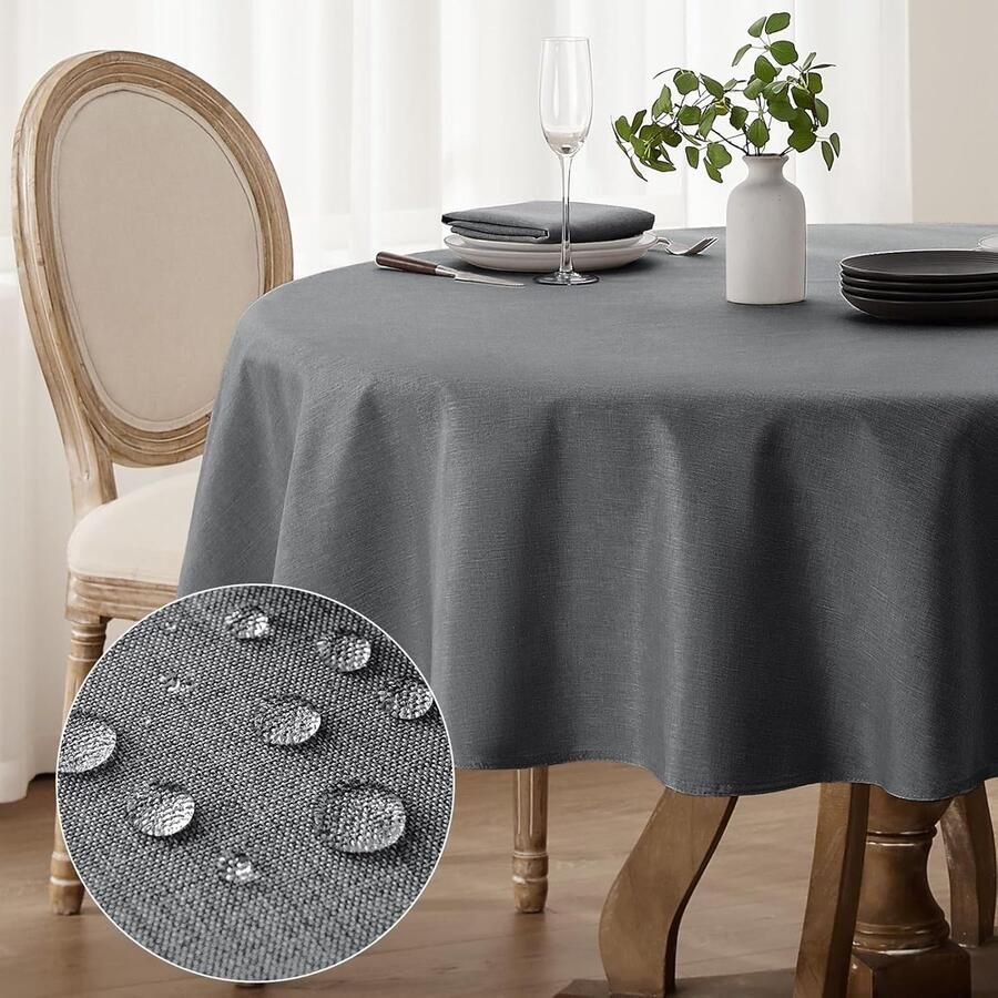 Rond tafelkleed 140 cm microvezel linnenlook