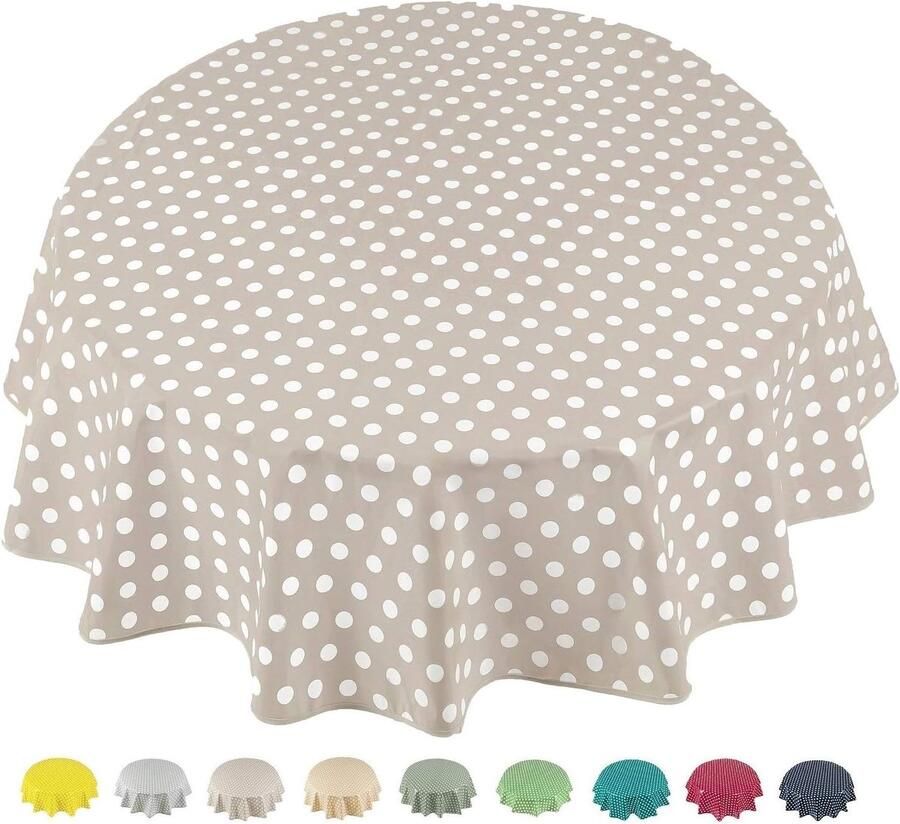 Rond tafelkleed 140 cm gestippeld beige en grijs