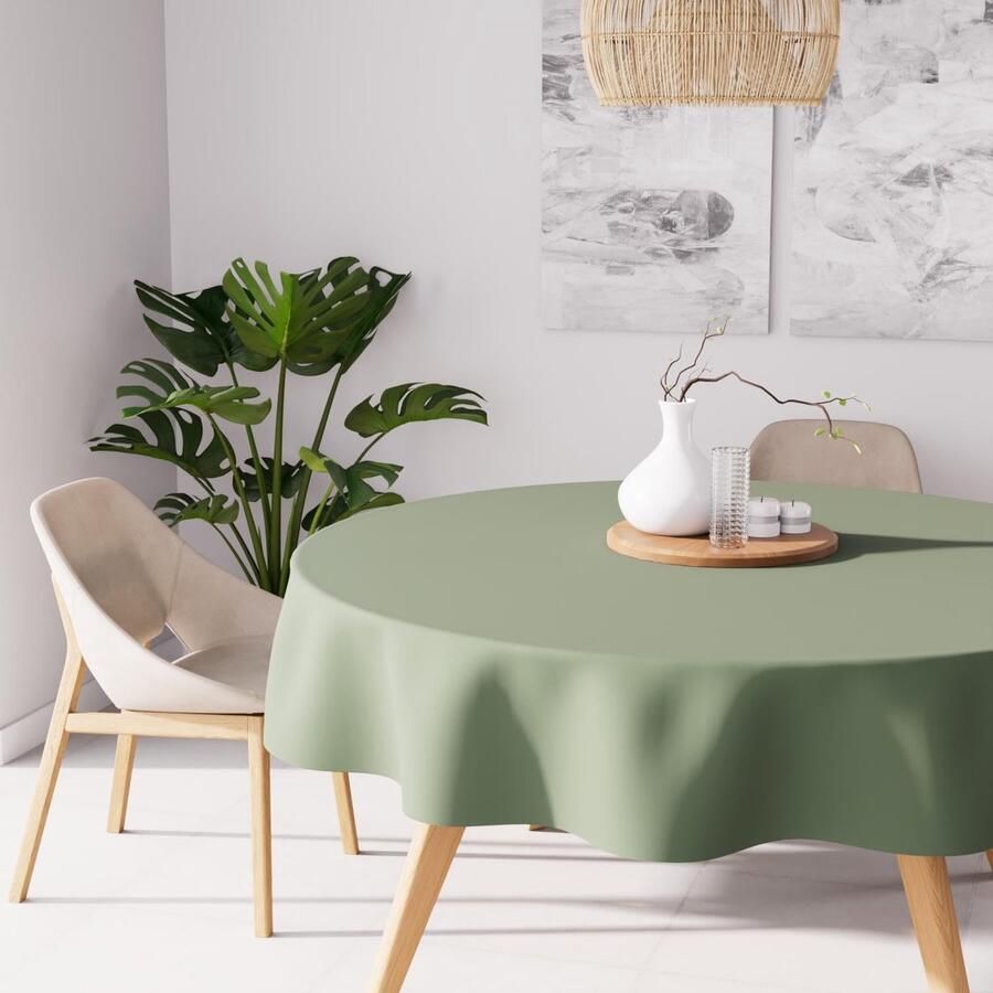 Rond tafelkleed anti-vlekken 180 cm kaki